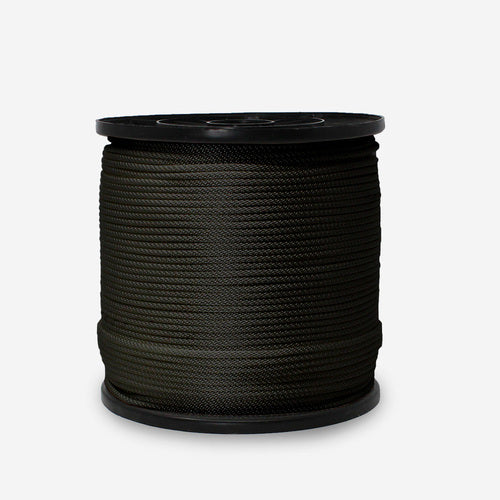 A spool of blue solid braid polyester rope.