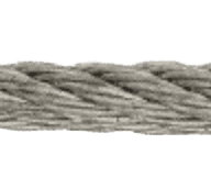 Close-up view of a gray galvanized aircraft cable.