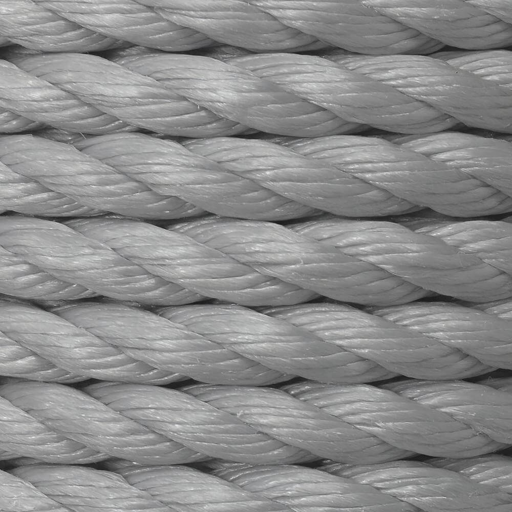 Close-up of gray braided rope texture