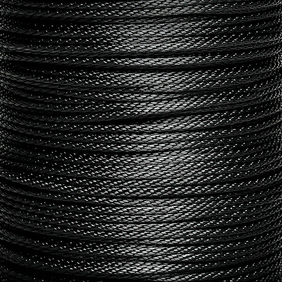 Close-up of a spool of black rope